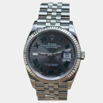 Pre Owned Rolex Datejust 126234 Automatic Wimbledon Stainless Steel 18k White Gold Men's Wristwatch 36 mm