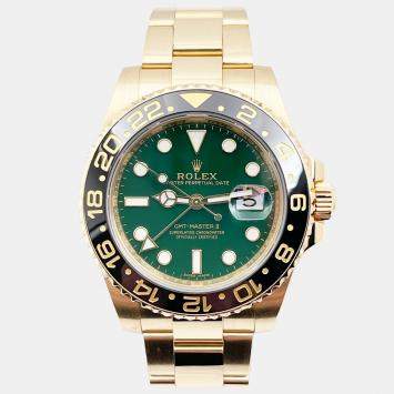 Pre Owned Rolex GMT-Master II 116718 Automatic Green Black Ceramic 18k Yellow Gold Men's Wristwatch 40 mm
