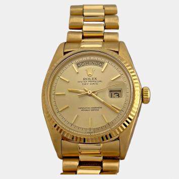Pre Owned Rolex President Day-Date 1803 Automatic Champagne 18k Yellow Gold Men's Wristwatch 36 mm