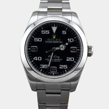 Pre Owned Rolex Air-King 116900 Automatic Black Stainless Steel Men's Wristwatch 40 mm