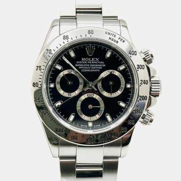 Pre Owned Rolex Cosmograph Daytona 116520 Automatic Black Stainless Steel Men's Wristwatch 40 mm