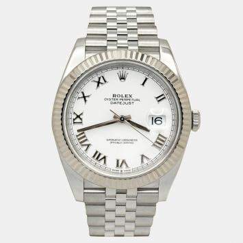 Pre Owned Rolex Datejust 126334 Automatic White 18K White Gold Stainless Steel Men's Wristwatch 41 mm