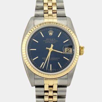 Pre Owned Rolex Datejust 78273 Automatic Blue 18K Yellow Gold Stainless Steel Men's Wristwatch 31 mm