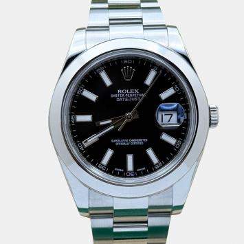 Pre Owned Rolex Datejust II 116300 Automatic Black Stainless Steel Men's Wristwatch 41 mm