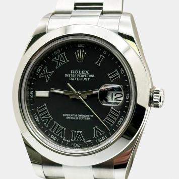 Pre Owned Rolex Datejust II 116300 Automatic Black Stainless Steel Men's Wristwatch 41 mm