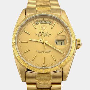 Pre Owned Rolex President Day Date 18078 Automatic Champagne 18K Yellow Gold Men's Wristwatch 36 mm