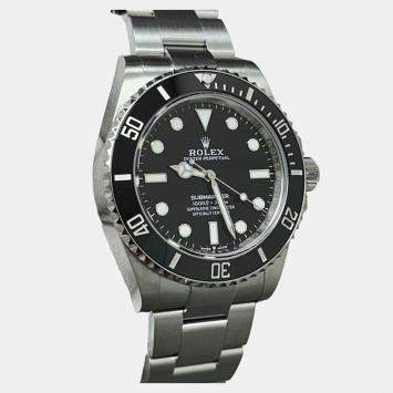 Pre Owned Rolex Submariner 124060 Automatic Black Ceramic Stainless Steel Men's Wristwatch 41 mm