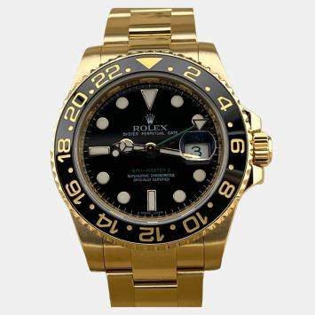Pre Owned Rolex GMT Master II 116718 Automatic Black and Yellow 18K Yellow Gold Men's Wristwatch 40mm