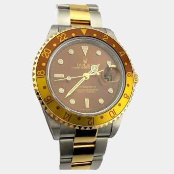 Pre Owned Rolex GMT Master II 16713 Automatic Root Beer 18K Yellow Gold & Stainless Steel Men's Wristwatch 40mm