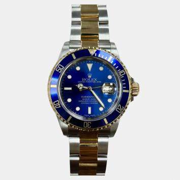 Pre Owned Rolex Submariner 16613 Automatic Blue 18K Yellow Gold & Stainless Steel Men's Wristwatch 40mm