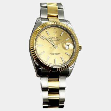 Pre Owned Rolex Datejust 126333 Automatic Champagne 18K Yellow Gold & Stainless Steel Men's Wristwatch 41mm