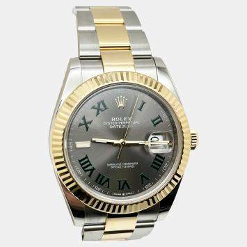 Pre Owned Rolex Datejust 126333 Automatic Slate Wimbledon 18K Yellow Gold Stainless Steel Men's Wristwatch 41 mm