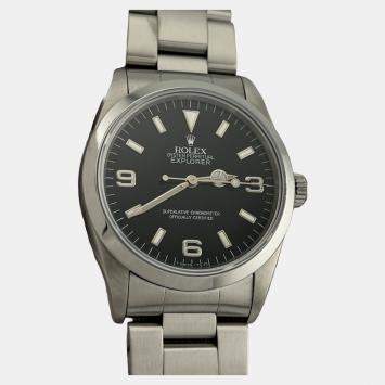 Pre Owned Rolex Explorer 14270 Black Automatic Stainless Steel Men's Wristwatch 36 mm