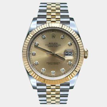 Pre Owned Rolex Datejust 126333 Automatic Champagne Diamond 18K Yellow Gold Stainless Steel Men's Wristwatch 41 mm