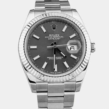 Pre Owned Rolex Datejust 126334 Automatic Slate Rhodium Stainless Steel Men's Wristwatch 41 mm