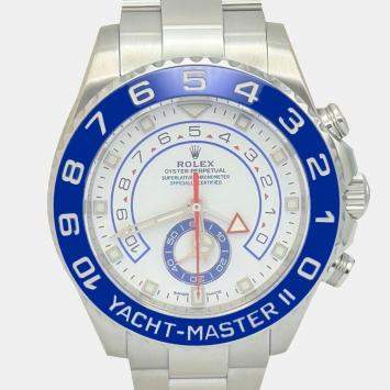 Pre Owned Rolex Yacht-Master II 116680 Automatic White Ceramic Stainless Steel Men's Wristwatch 44 mm
