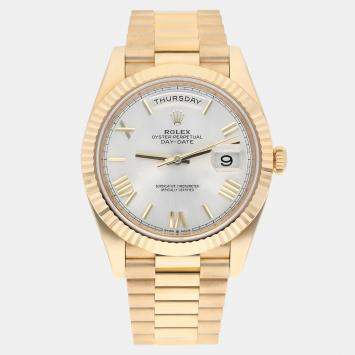 Pre Owned Rolex Day-Date 228238-0002 Automatic White 18k Yellow Gold Men's Watch 40 mm