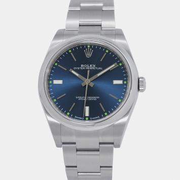 مملوكة مسبقًا ساعة يد رجالية رولكس أويستر بربتشوال 114300 أوتوماتيكية زرقاء ستانلس ستيل 39 ملم
