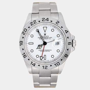 Pre Owned Rolex Explorer II 16570 Automatic White Stainless Steel Men's Wristwatch 40 mm