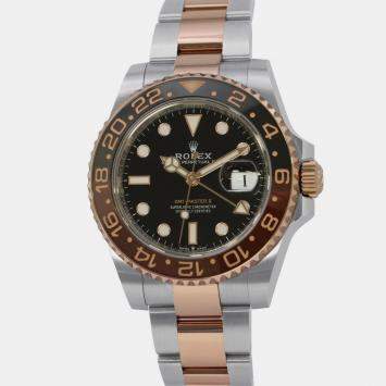 مملوكة مسبقًا ساعة يد رجالية رولكس جي إم تي ماستر 2 126711CHNR أوتوماتيك سوداء ذهب وردي عيار 18 وستيل 40 مم