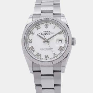 مملوكة مسبقًا Rolex Datejust 126234 Automatic White 18k White Gold Stainless Steel Men's Wristwatch 36 mm