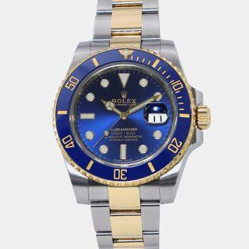 Pre Owned Rolex Submariner 16613LB Automatic Blue 18k Yellow Gold Stainless Steel Men's Wristwatch 40 mm