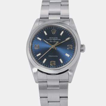 Pre Owned Rolex Air-King 14000M Automatic Blue Stainless Steel Men's Wristwatch 34 mm