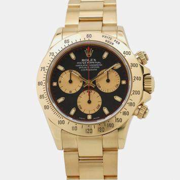 Pre Owned Rolex Cosmograph Daytona 116528 Automatic Black 18k Yellow Gold Men's Wristwatch 40 mm