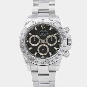 Pre Owned Rolex Cosmograph Daytona 116520 Automatic Black Stainless Steel Men's Wristwatch 40 mm
