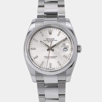 Pre Owned Rolex Oyster Perpetual 115200 Automatic Silver Stainless Steel Men's Wristwatch 34 mm