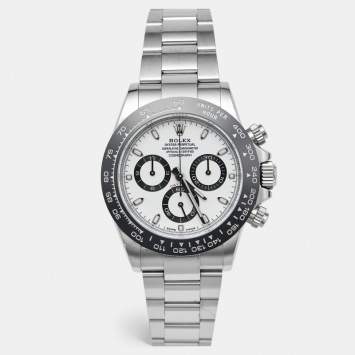 Pre Owned Rolex Cosmograph Daytona 'Panda' M116500LN-0001 White Black Dial Cerachrom Stainless Steel Men's Wristwatch 40 mm