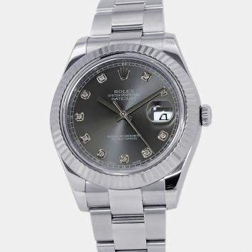 Pre Owned Rolex Datejust 116334 Grey Stainless Steel Automatic Men's Wristwatch 41mm