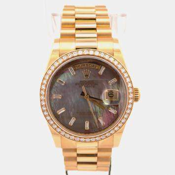 مملوكة مسبقًا Rolex Day-Date 36 President Automatic Mother of Pearl 18k Yellow Gold Diamond Men's Wristwatch 36mm