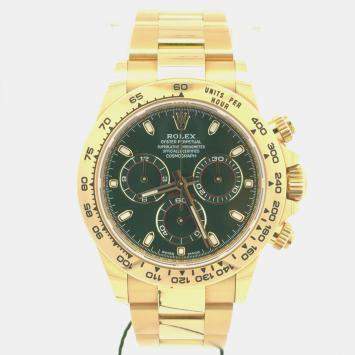 Pre Owned Rolex Daytona 116508 Automatic Green 18k Yellow Gold Men's Wristwatch 40mm