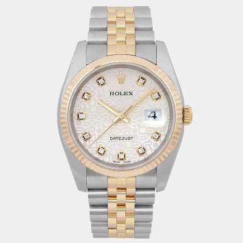 Pre Owned Rolex Datejust 116233 Silver Rose Gold, Stainless Steel, Diamond Automatic Men Wristwatch 36mm
