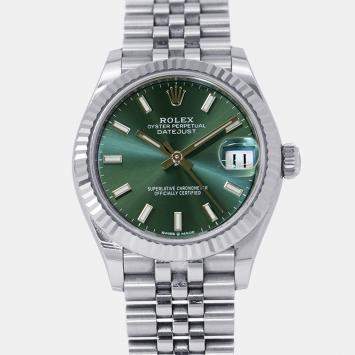 Pre Owned Rolex Datejust 278274 Green Stainless Steel Automatic Men Wristwatch 31mm