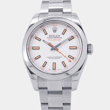 Pre Owned Rolex Milgauss 116400 White Stainless Steel Automatic Men Wristwatch 40mm