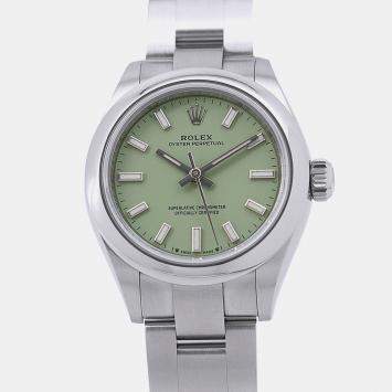 Pre Owned Rolex Oyster Perpetual 276200 Green Stainless Steel Men Wristwatch 28mm