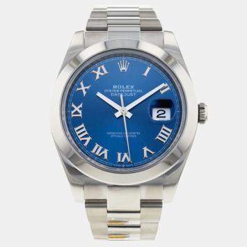 Pre Owned Rolex Datejust 41 126300 Blue Stainless Steel Automatic Men's Wristwatch 41mm