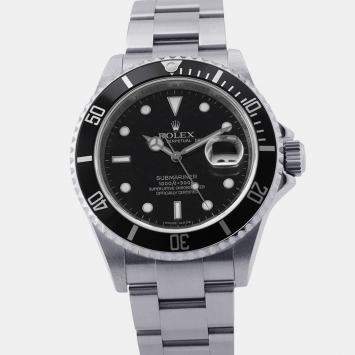 Pre Owned Rolex Submariner 16610 Black Stainless Steel Automatic Men's Watches 40mm