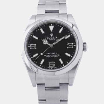 Pre Owned Rolex Explorer 214270 Black Stainless Steel Automatic Men's Watches 39mm