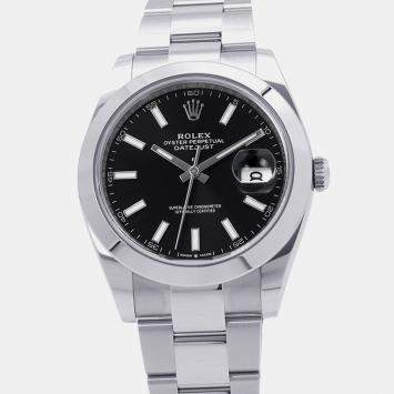 مملوكة مسبقًا Rolex Datejust 126300 Black Stainless Steel Automatic Men's Watches 41mm