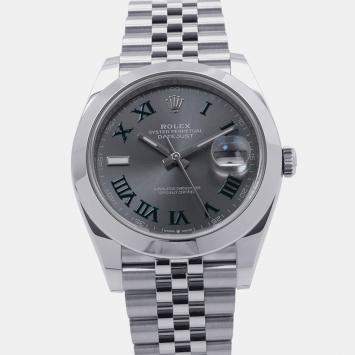 مملوكة مسبقًا Rolex Datejust Wimbledon 126300 Grey Stainless Steel Automatic Men's Watches 41mm