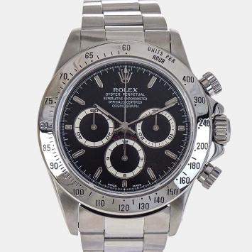 Pre Owned ساعة يد رجالية رولكس كوزموغراف دايتونا 16520 أسود ستانلس ستيل أوتوماتيك 40 ملم