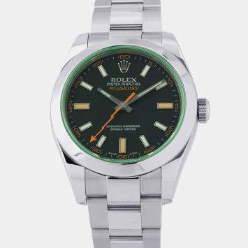 مملوكة مسبقًا Rolex Milgauss 116400GV Black Stainless Steel Automatic Men's Watches 40mm