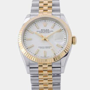 Pre Owned Rolex Datejust 126233 White 18K Yellow Gold, Stainless Steel Automatic Men's Wristwatch 36mm