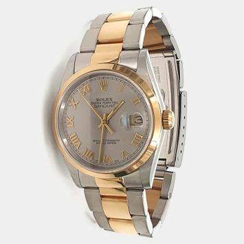 Pre Owned Rolex Datejust 16203 Silver 18K Yellow Gold, Stainless Steel Automatic Men's Wristwatch 36mm