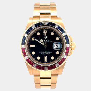 Pre Owned Rolex GMT-Master II 116748 Black Yellow Gold Automatic Men's Wristwatch 40mm
