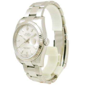 Pre Owned Rolex White 18K White Gold and Stainless Steel Datejust Men's Wristwatch 36MM