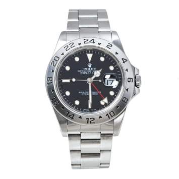 Pre Owned Rolex Black Stainless Steel Explorer II 16570 Men's Wristwatch 40 MM